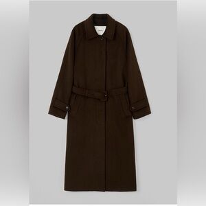 Oversized Fit Wool Balmacaan Belted Long Coat